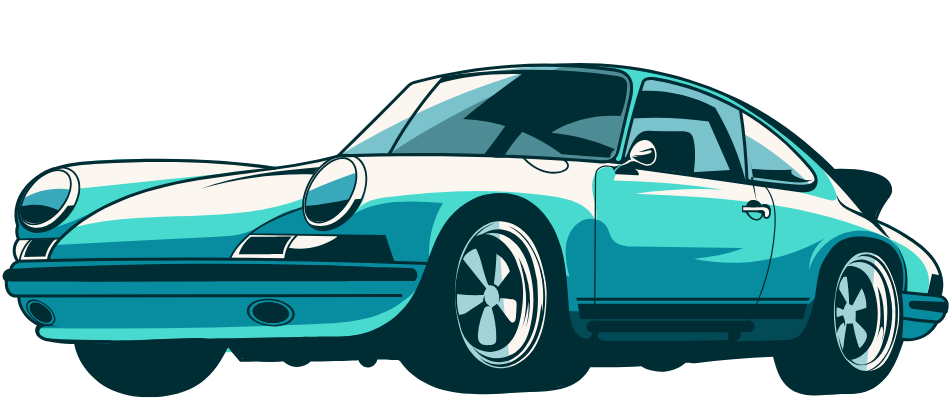 Ilustracion de Porsche clasico separado del poster