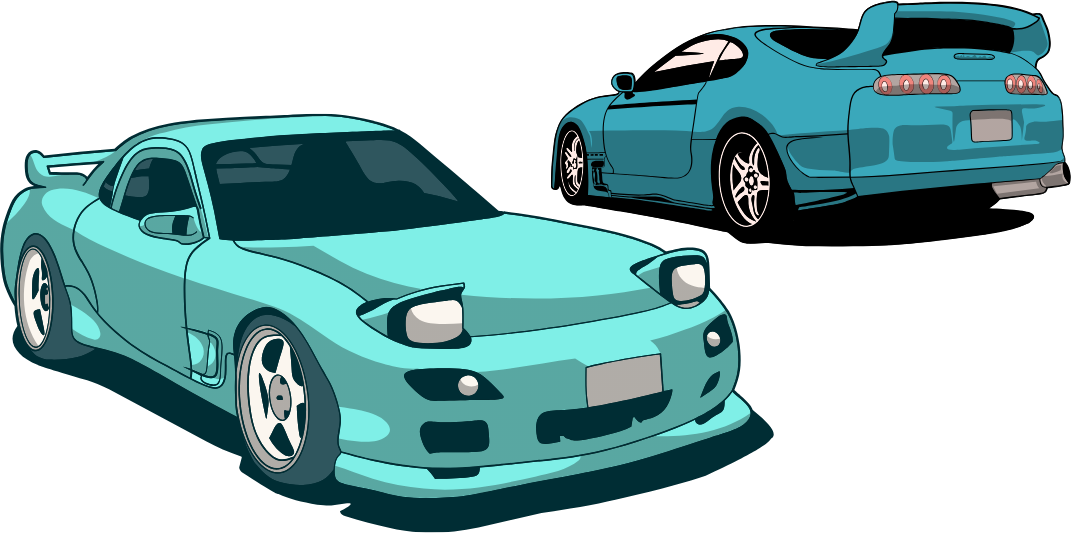 Ilustracion de autos deportivos separados del poster