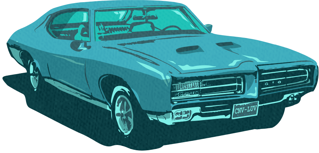 Ilustracion de auto clasico separado del poster